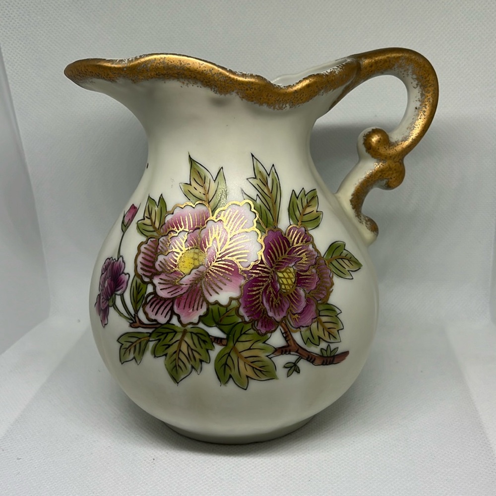 Vintage Lefton China hand painted flower pitcher/vase